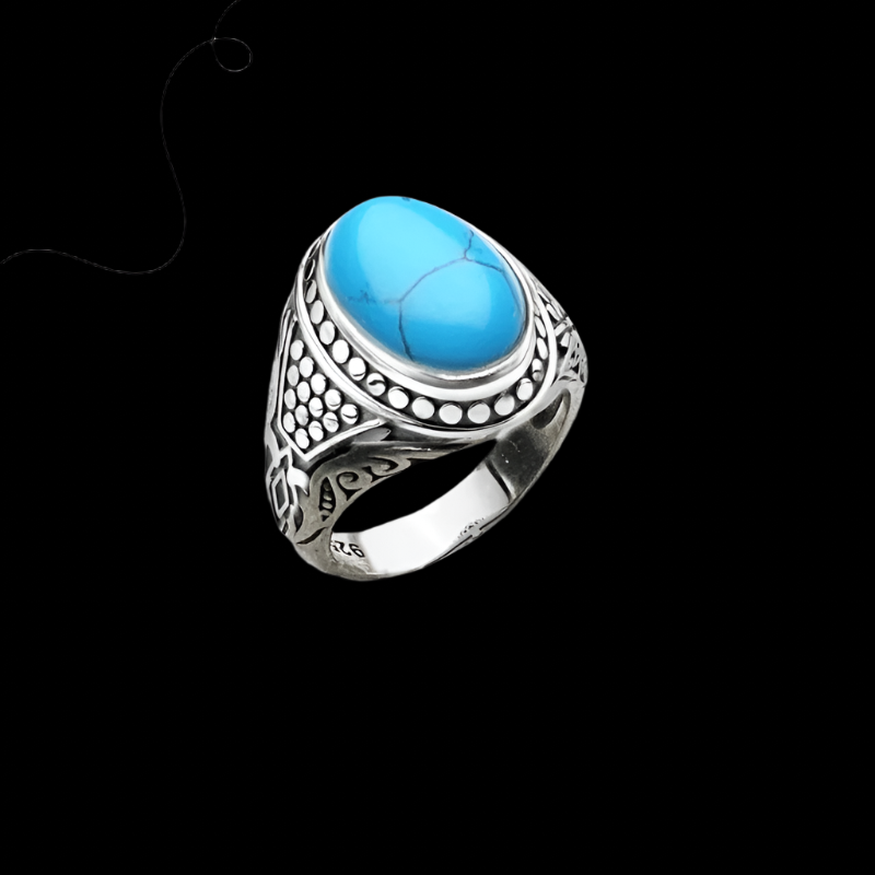 Oval Blue Lucky Sterling Ring