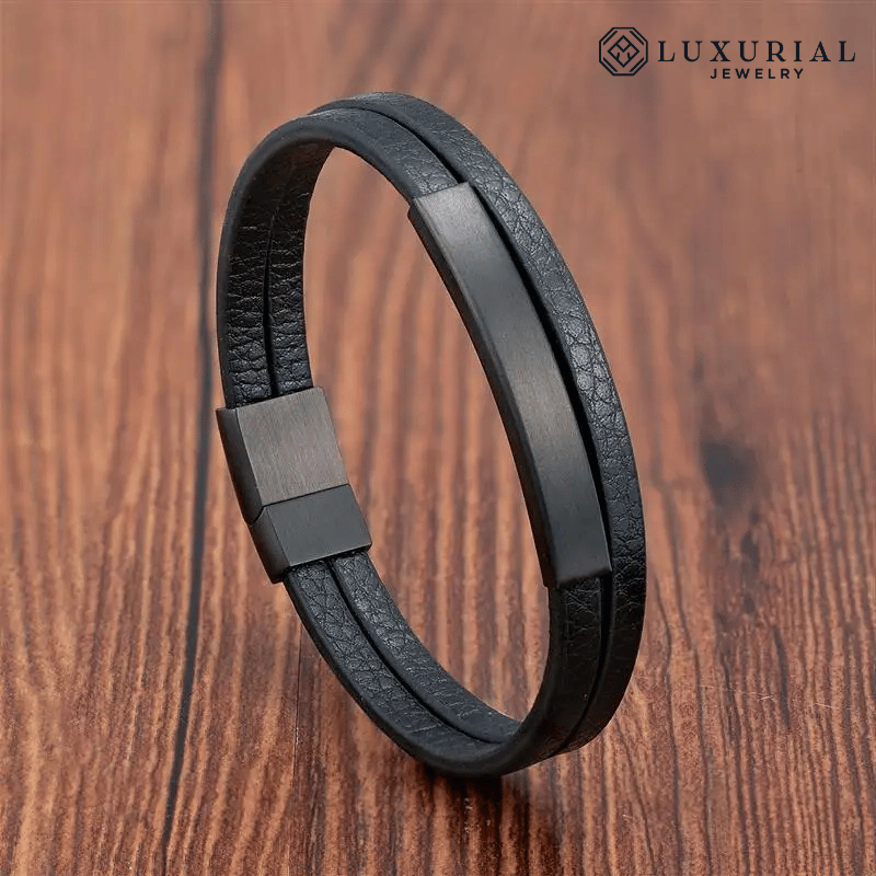 Men’s Leather Steel Bracelet
