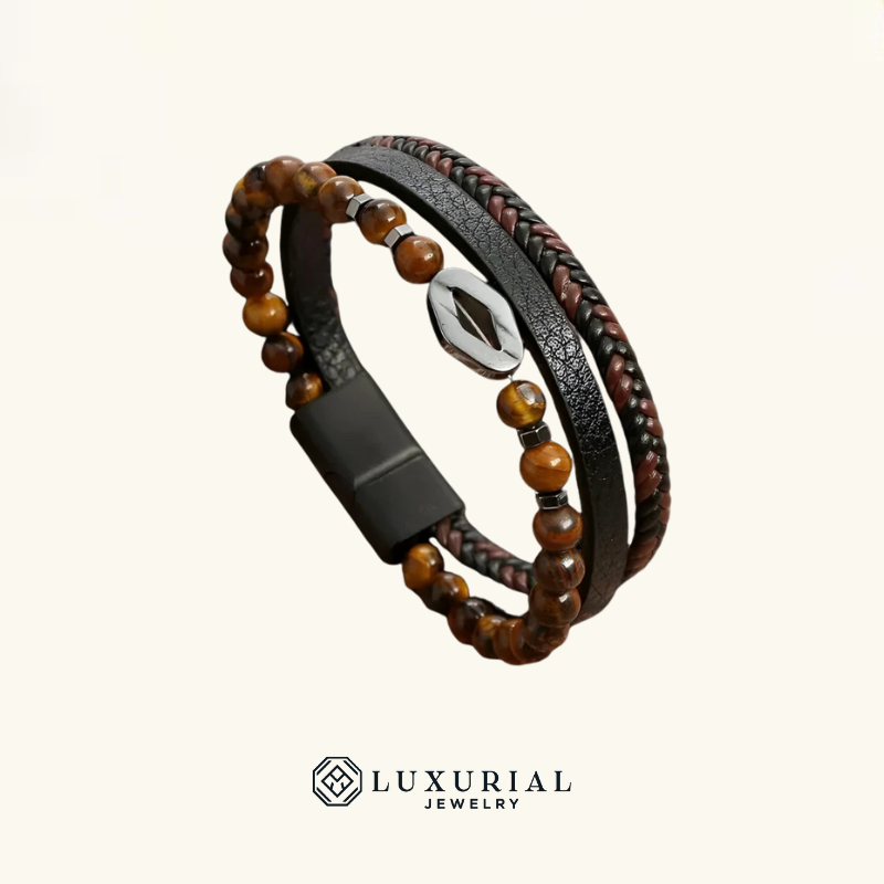 Tiger Eye Leather Bracelet