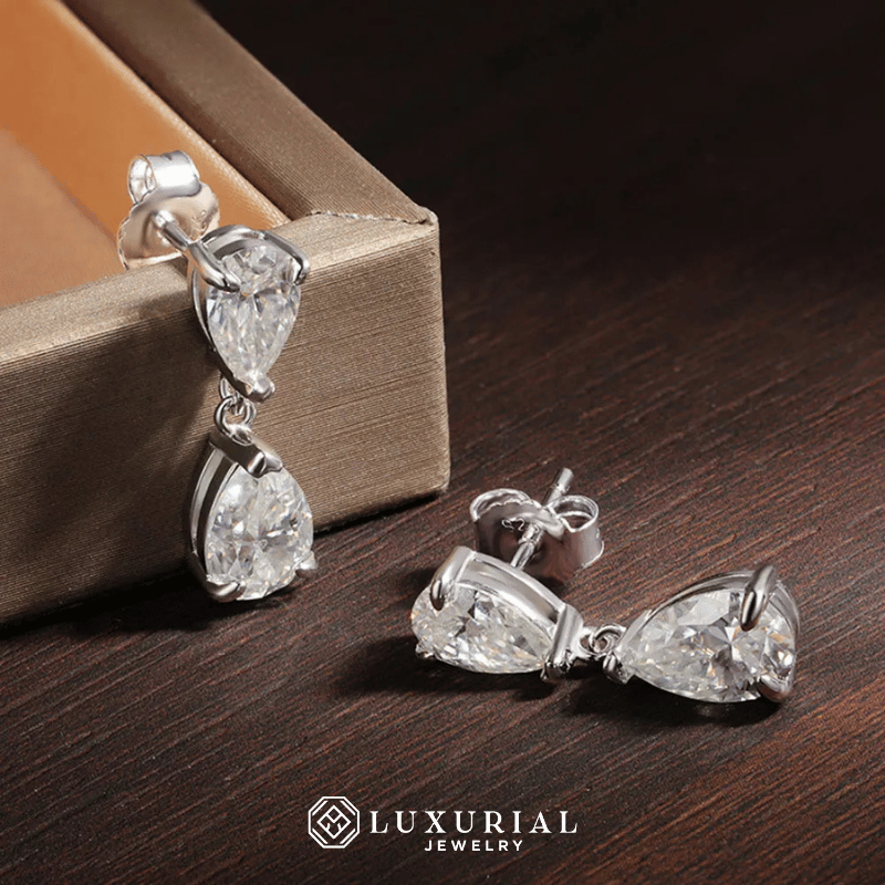 Pear Moissanite Drop Earrings