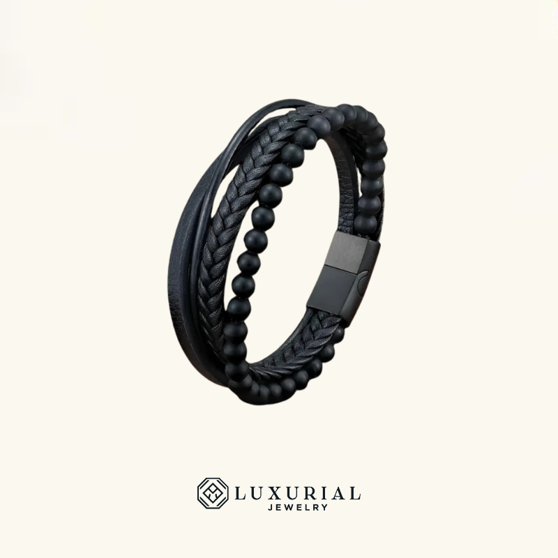 Volcanic Stone Leather Bracelet