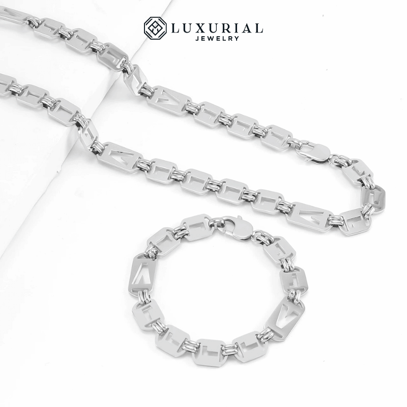 Luxury Gold/Silver LV Chain, Unisex Jewelry Set