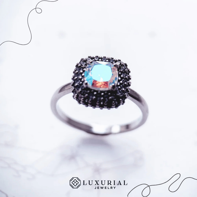 Iridescent Zircon Silver Ring