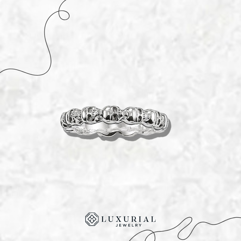 Skull Band Ring in 925 Sterling Silver