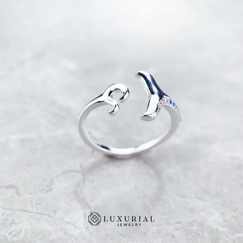 Tail Fin & Wave Blue Stone Ring