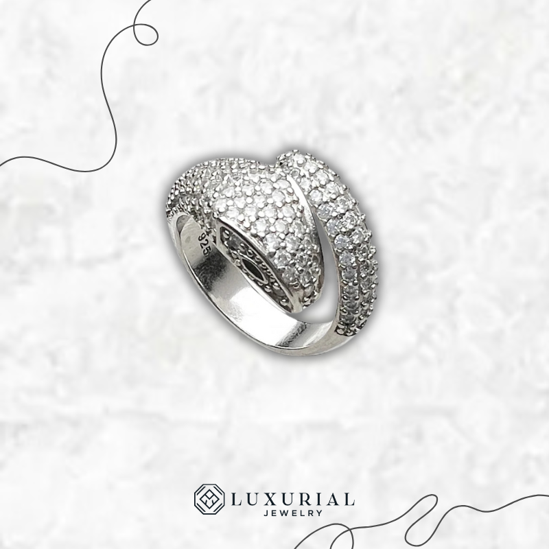 Snake Pave White Zircon Ring