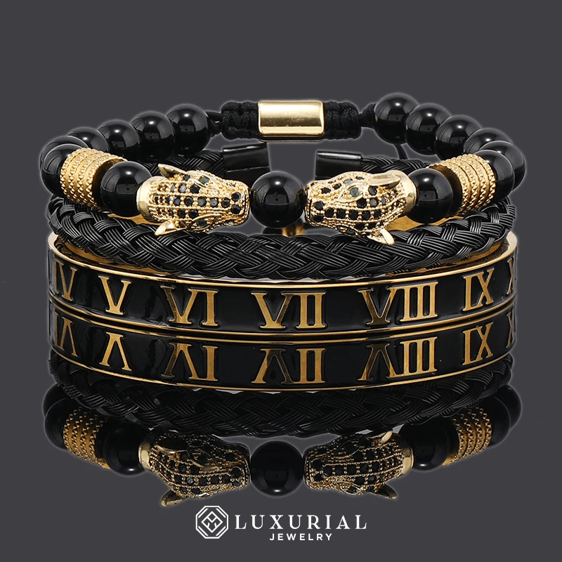 Black Stone Leopard Bracelet