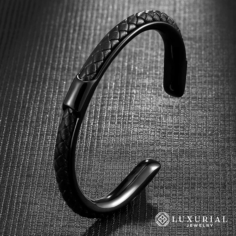 Men's Leather Bracelet with Luxury Cuff