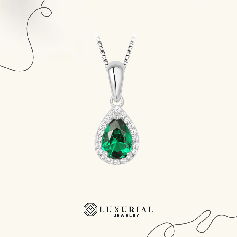 Pear Cut Nano Emerald Pendant Necklace
