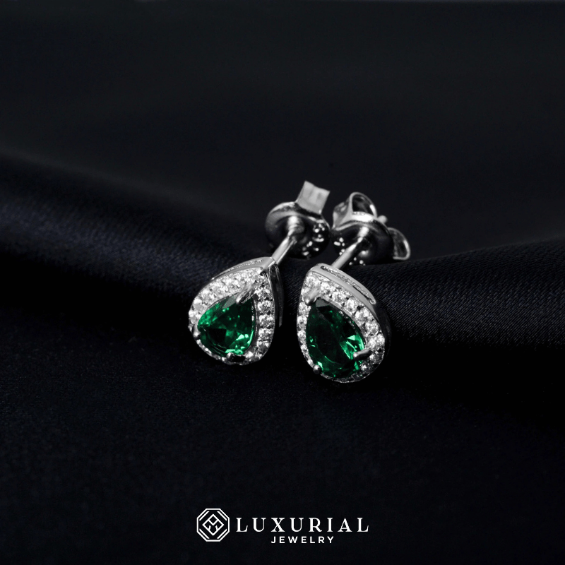 Pear Cut Nano Emerald Stud Earrings