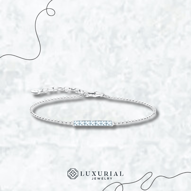 925 Sterling Silver Link Chain Bracelet with White Zircon | Trendy Jewelry Gift for Women