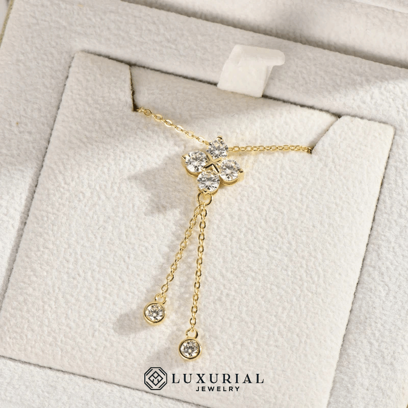 Clover Pendant 4mm and 3mm Moissanite Necklace