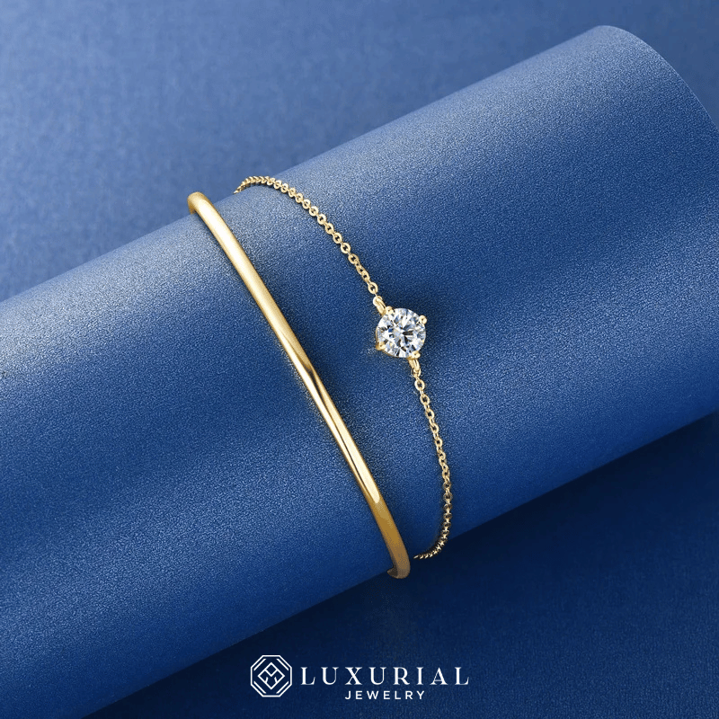 Sparkle & Shine Double Chain 1.0CT Round Moissanite Bracelet