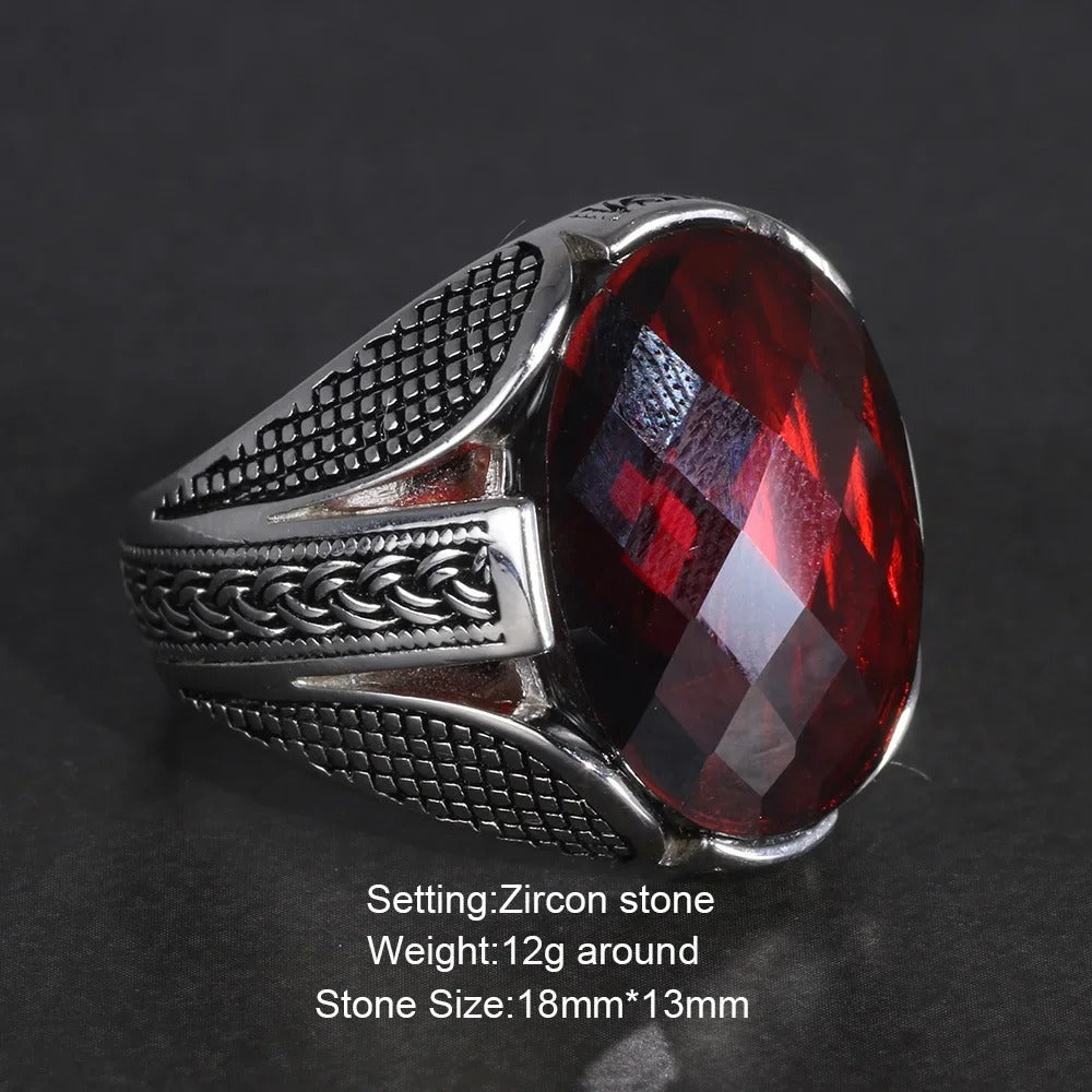 Men's Vintage Silver Zircon Ring