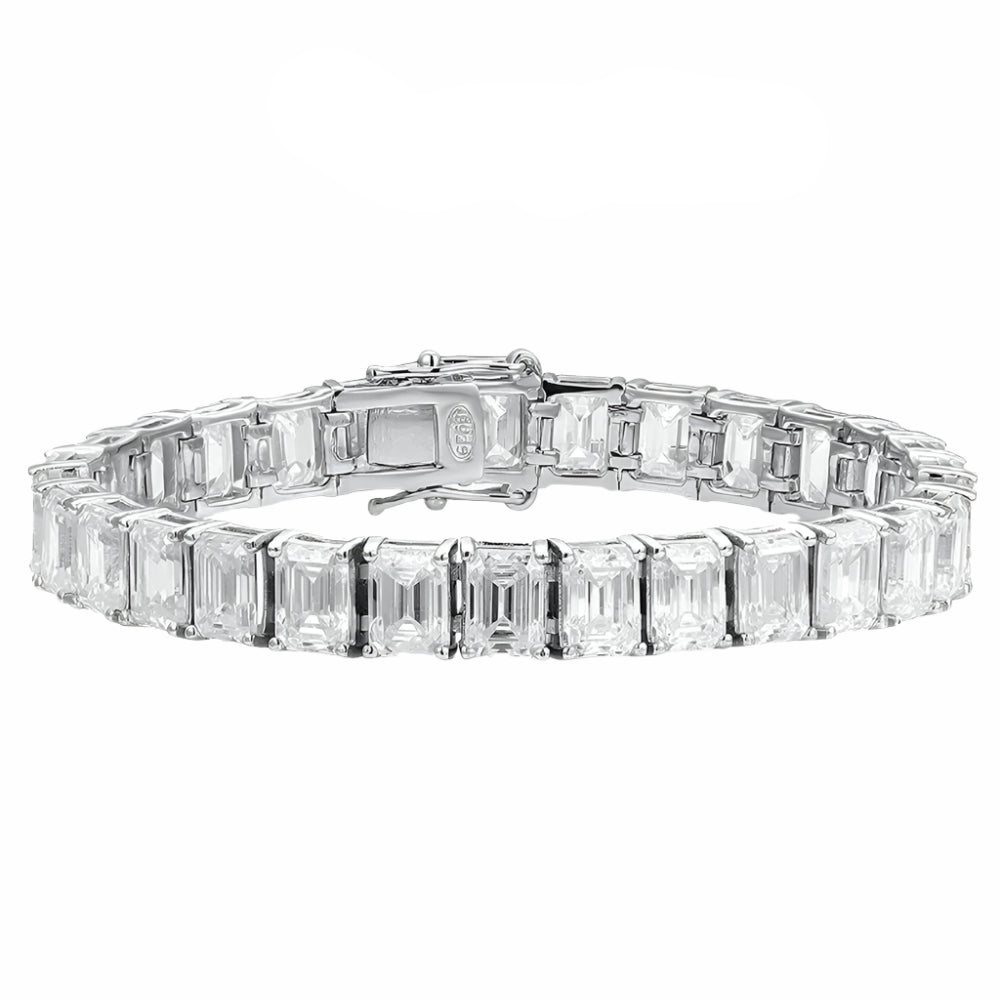 Emerald Cut Full Moissanite Tennis Bracelets