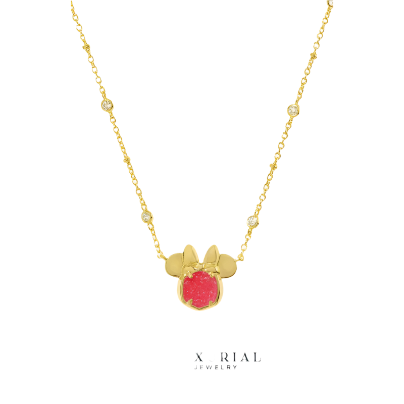 Mickey Mouse and Minnie Pink Crystal Pendant Necklace Kendra Scott