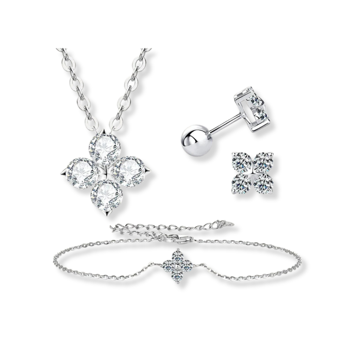 Four Leaf-Clover Moissanite Set