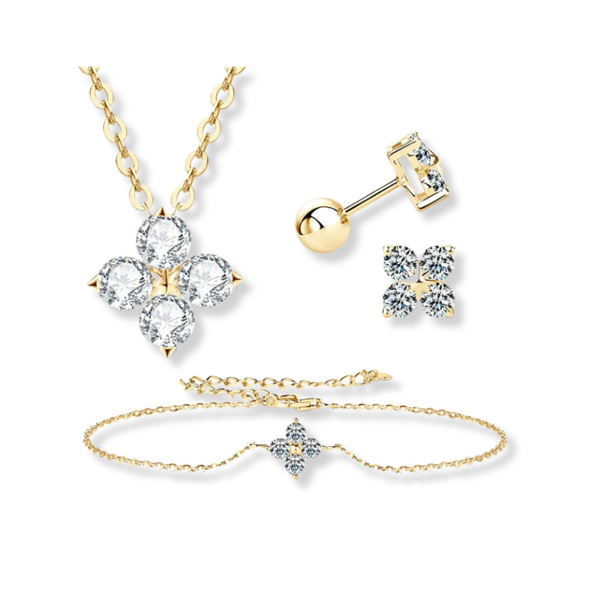 Four Leaf-Clover Moissanite Set
