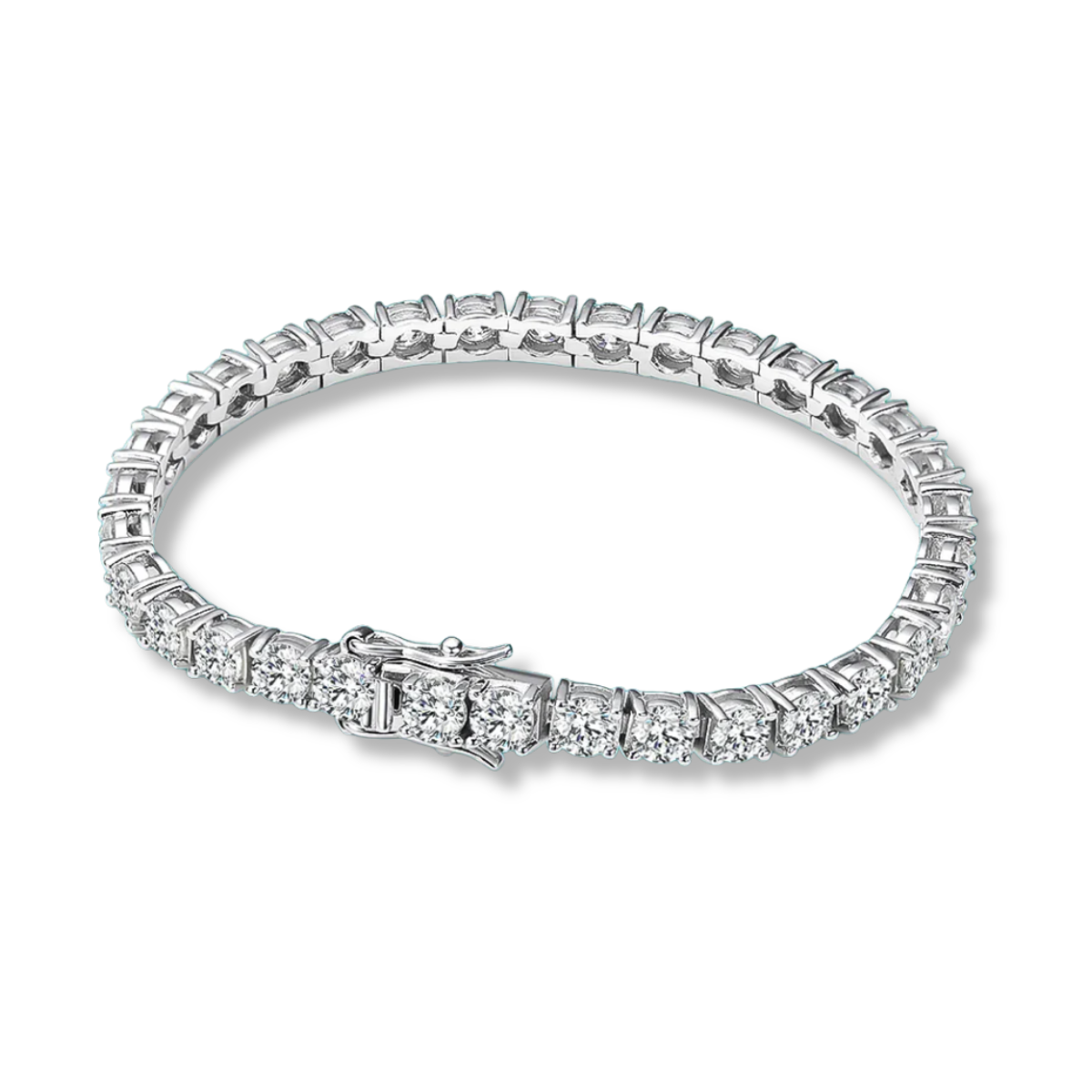 Moissanite Tennis Bracelet D Color VVS1 – 925 Sterling Silver Plated with 18K White Gold, Unisex Waterproof & Fade-Resistant