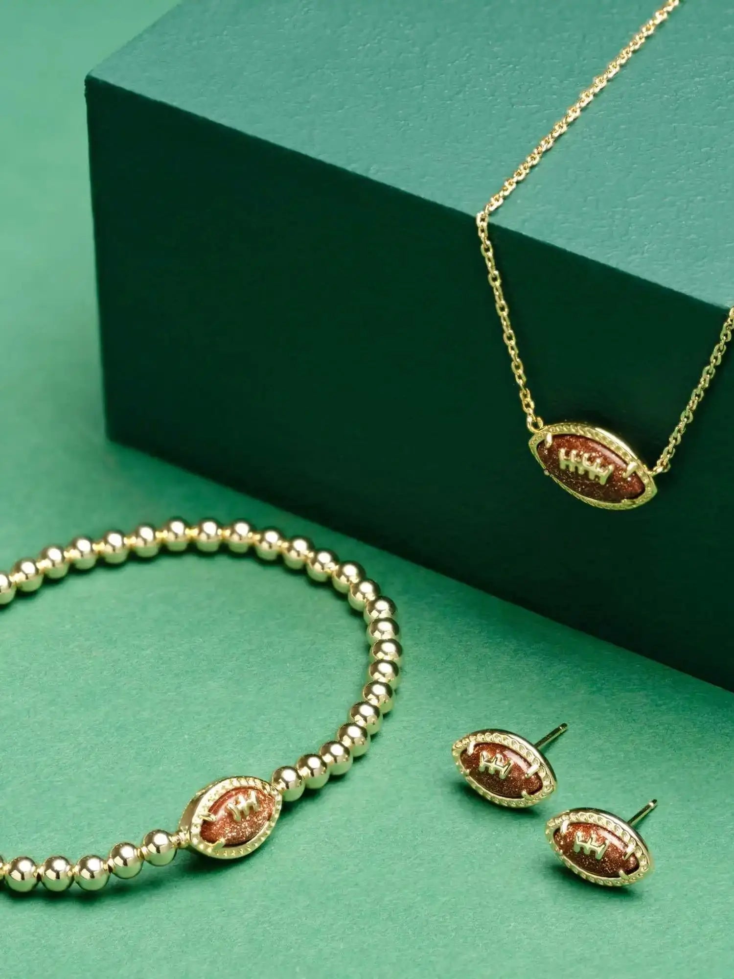 Football Gold Stud Bracelet & Stud Earrings- Kendra Scott