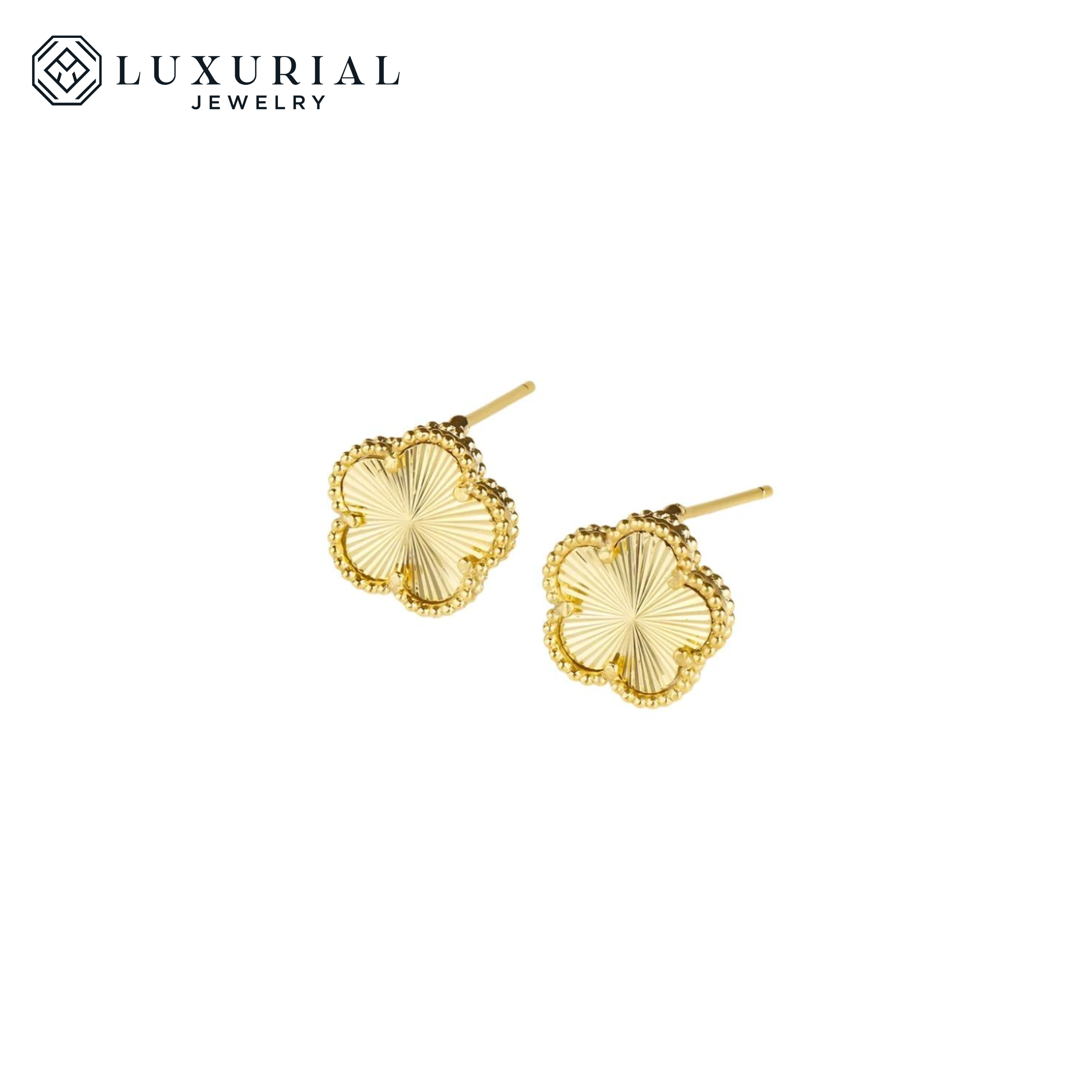 Gold Plated Clover Earrings | Natural Stone Design