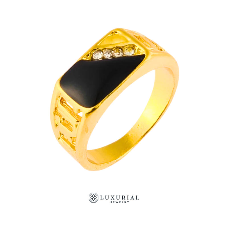 Ajax Men's Ring | Sterling Gold with Rhinestones