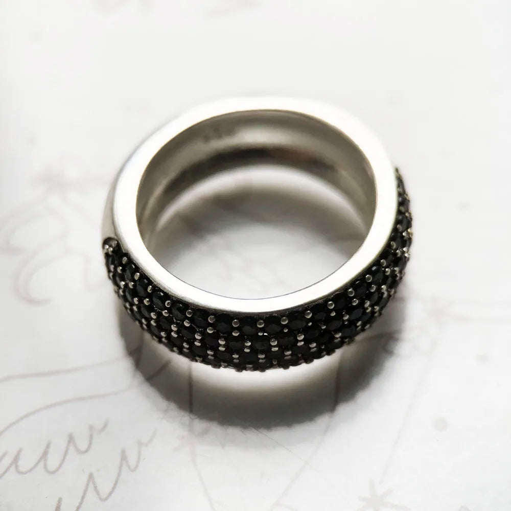 Black Pave Band Ring | Sterling Silver Jewelry for Men & Women | Fine European Style Gift