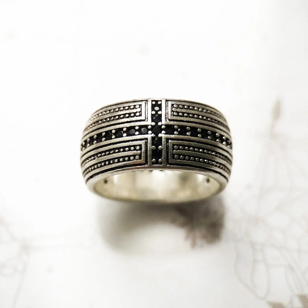 Black  Cross Ring –Sterling Silver Jewelry | Trendy Wedding Band