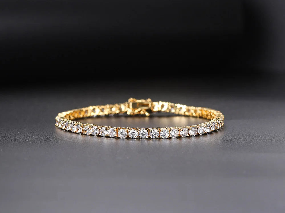 Iced Out Tennis Bracelet for Women – Gold Plated Cubic Zirconia Luxury Jewelry