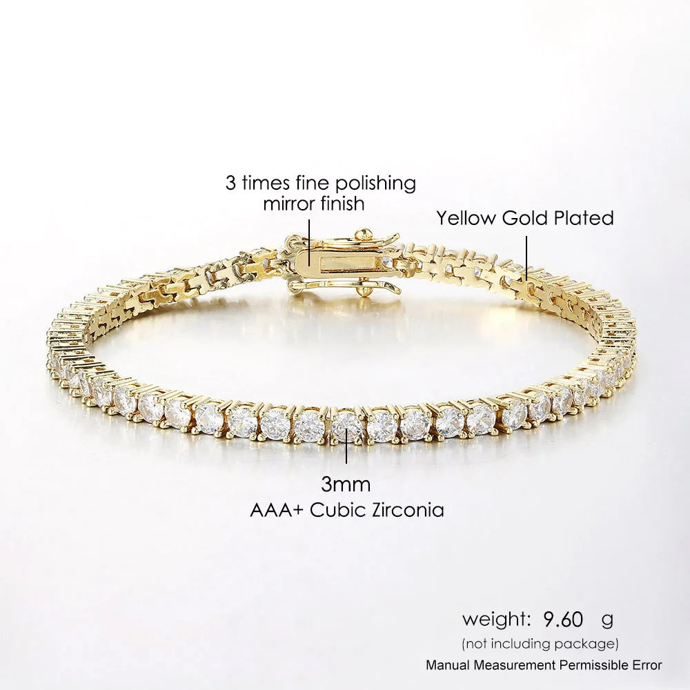 Iced Out Tennis Bracelet for Women – Gold Plated Cubic Zirconia Luxury Jewelry