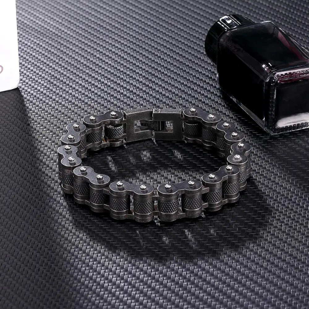 Men's Retro Biker Chain Bracelet | Stainless Steel Motorcycle Style Jewelry