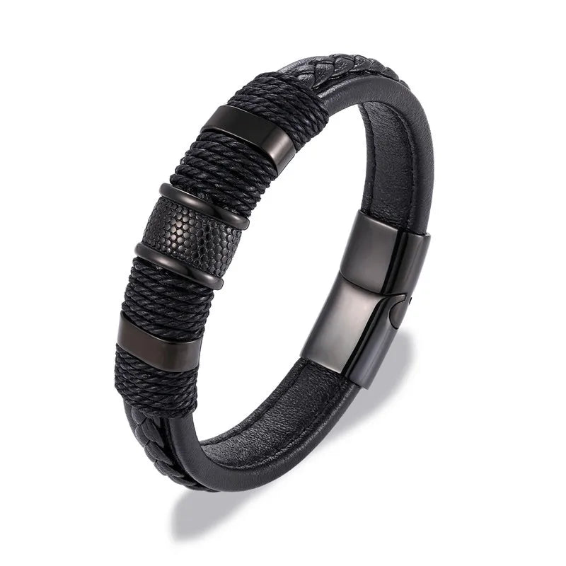 Men’s Stainless Steel Magnetic Buckle Bracelet | Trendy Charm Wristband