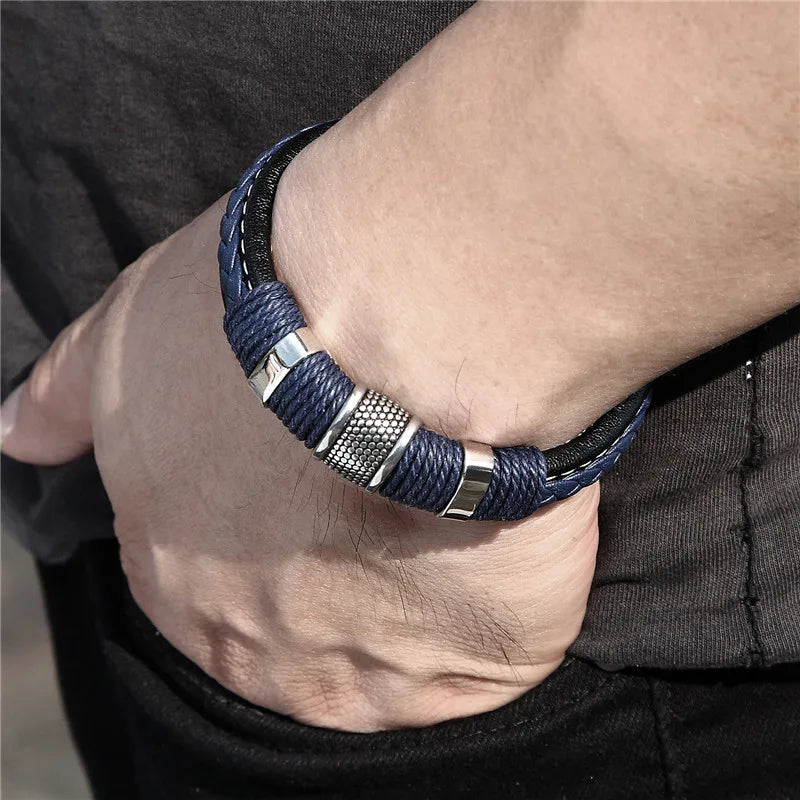 Men’s Stainless Steel Magnetic Buckle Bracelet | Trendy Charm Wristband