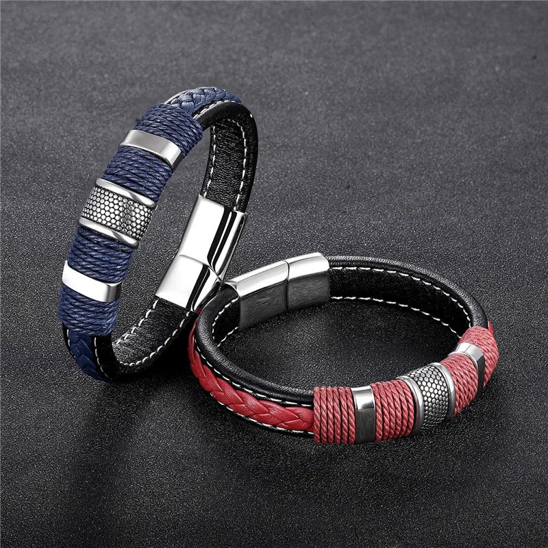 Men’s Stainless Steel Magnetic Buckle Bracelet | Trendy Charm Wristband