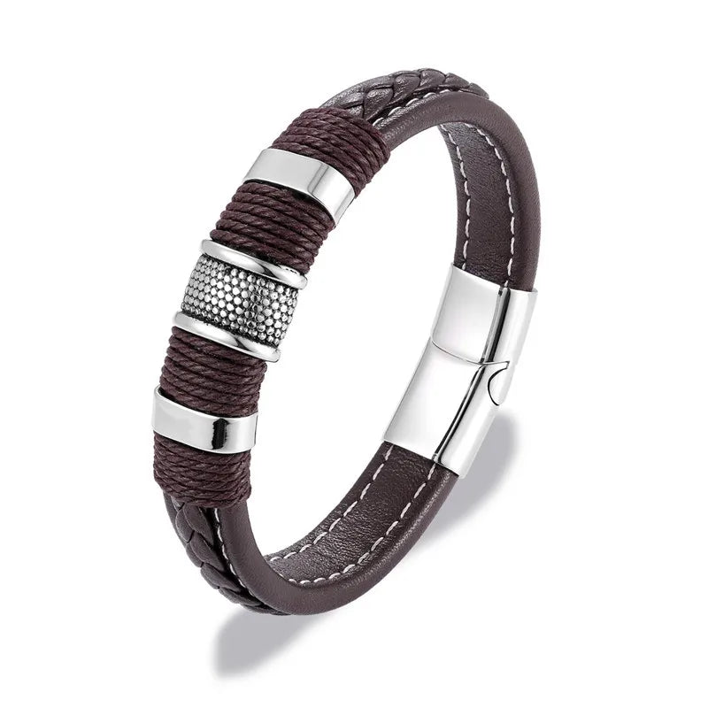 Men’s Stainless Steel Magnetic Buckle Bracelet | Trendy Charm Wristband