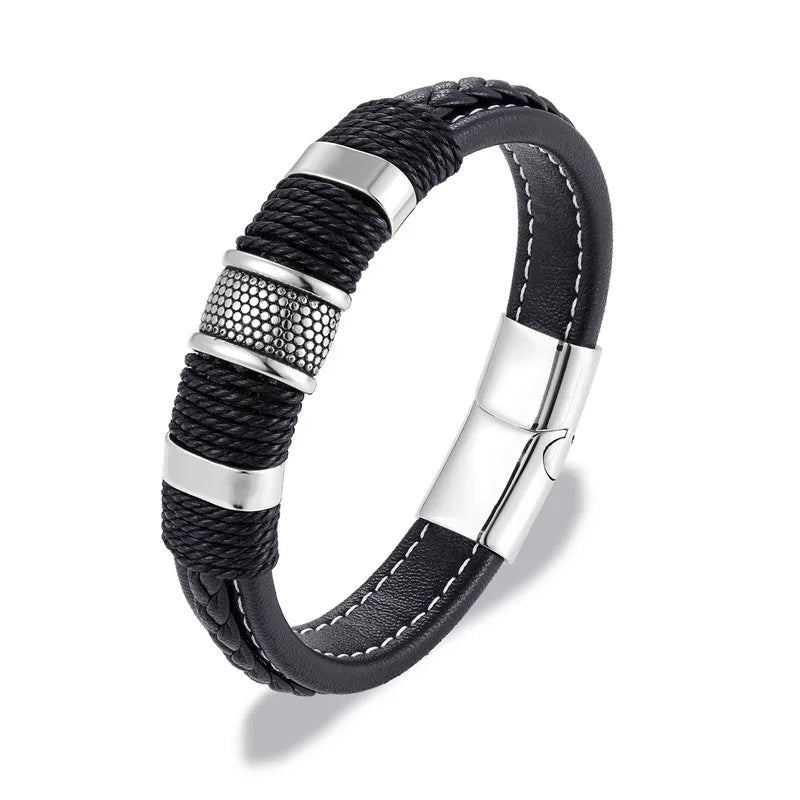 Men’s Stainless Steel Magnetic Buckle Bracelet | Trendy Charm Wristband