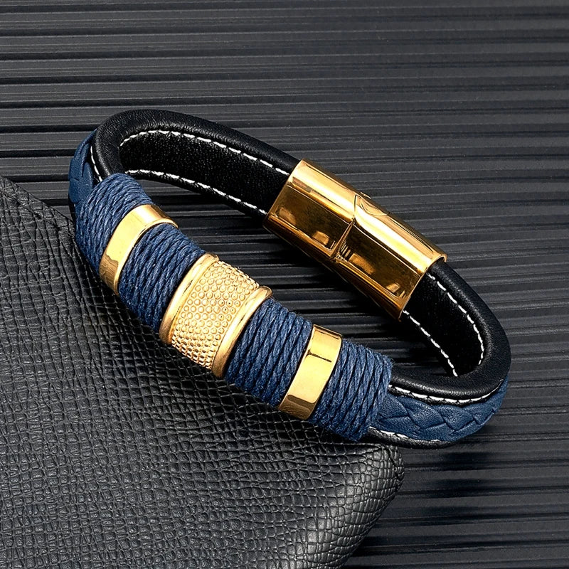 Men’s Stainless Steel Magnetic Buckle Bracelet | Trendy Charm Wristband