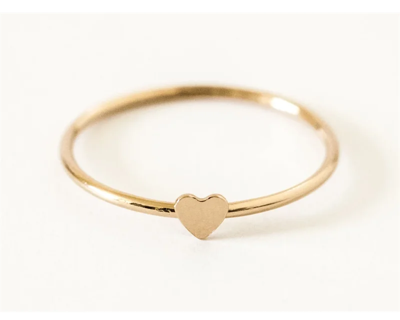 Heart Stacking Ring – 14K Gold Filled Minimalist Knuckle Ring | Boho Chic