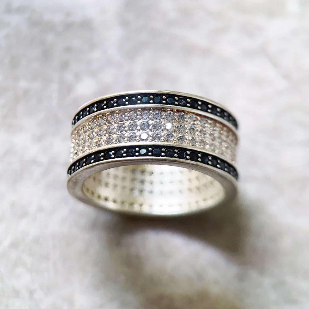 Black & White Ring – Silver Glam Jewelry | Trendy Pave Engagement