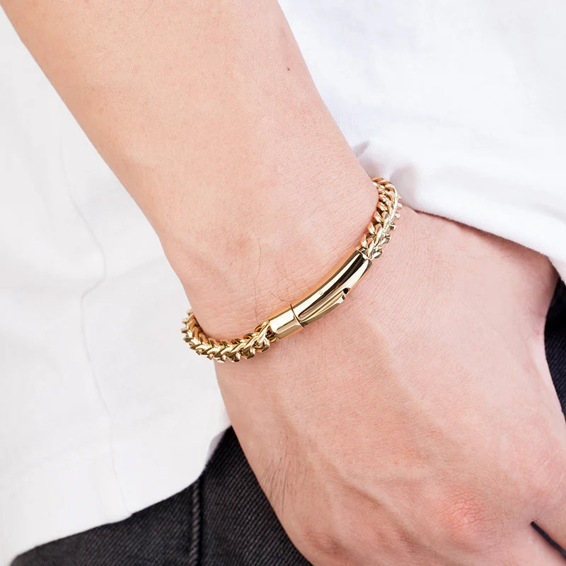 Stainless Steel Gold Plated Bracelet | For men