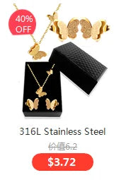 Stainless Steel Butterfly Jewelry Set - Gold Necklace & Earrings