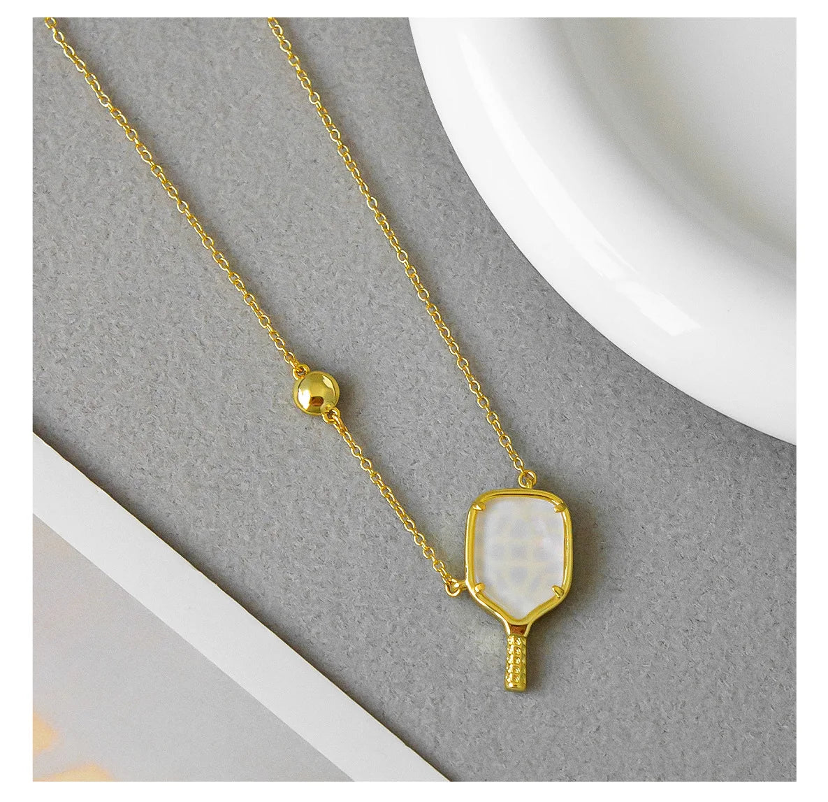 Pickleball Silver Short Pendant Necklace in Ivory Mother-of-Pearl Kendra Scott