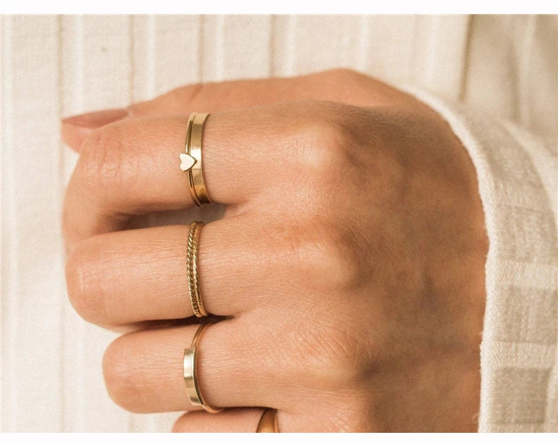 Heart Stacking Ring – 14K Gold Filled Minimalist Knuckle Ring | Boho Chic