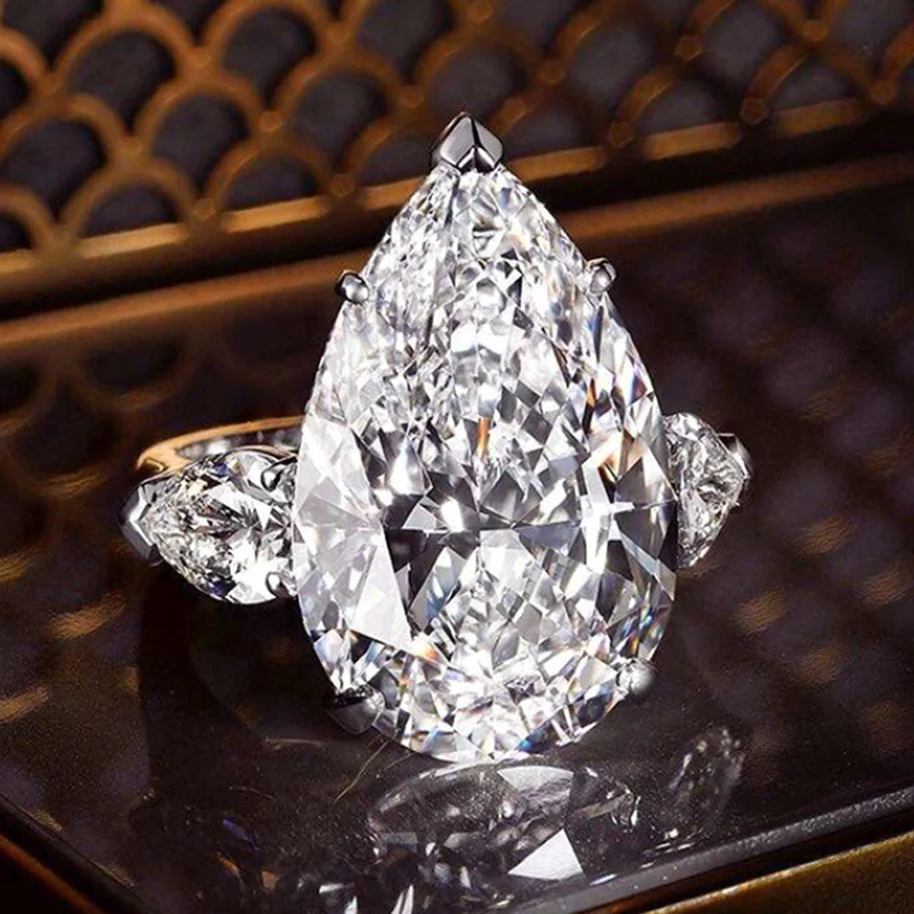 8 Carat Pear Cut Moissanite Ring
