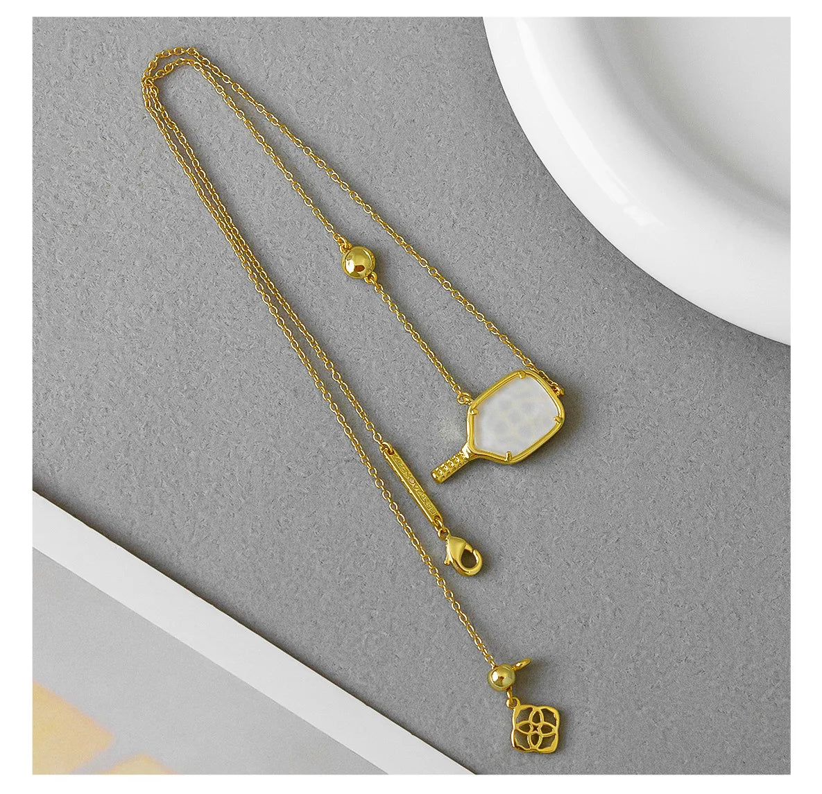 Pickleball Silver Short Pendant Necklace in Ivory Mother-of-Pearl Kendra Scott
