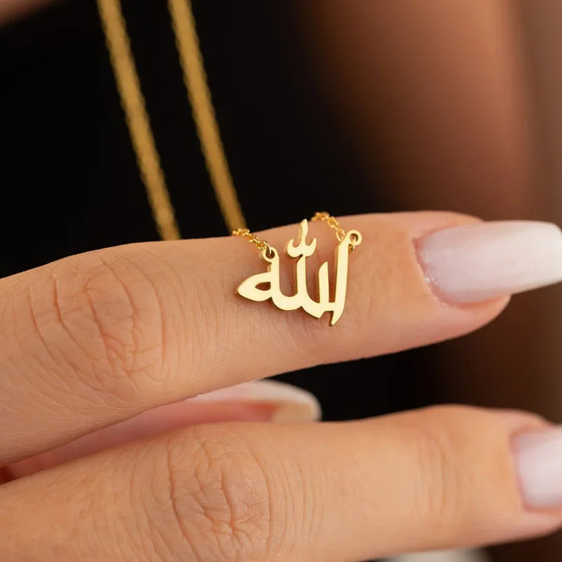 Personalized Arabic Letter Necklace – Stainless Steel Allah Pendant