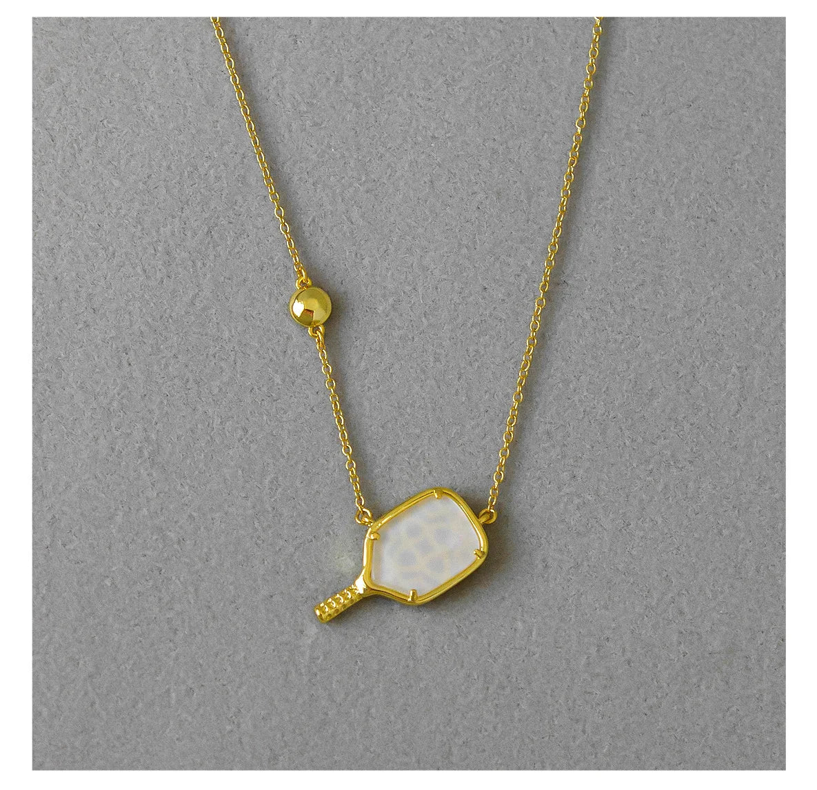Pickleball Silver Short Pendant Necklace in Ivory Mother-of-Pearl Kendra Scott