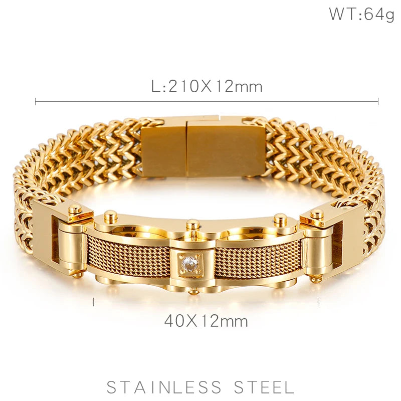 Goma Stainless Steel Men's Gold Color Bracelet