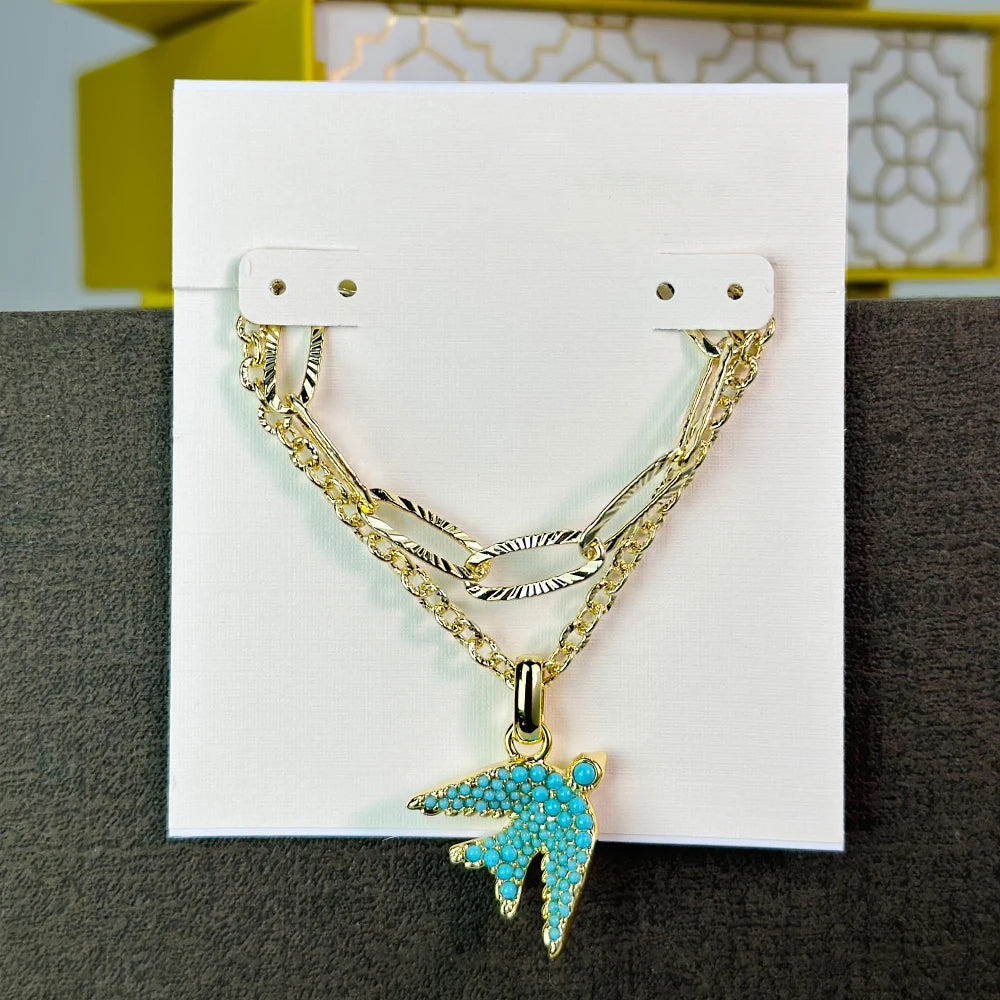 Blue Melody Bird Double Layer Necklace Kendra Scott