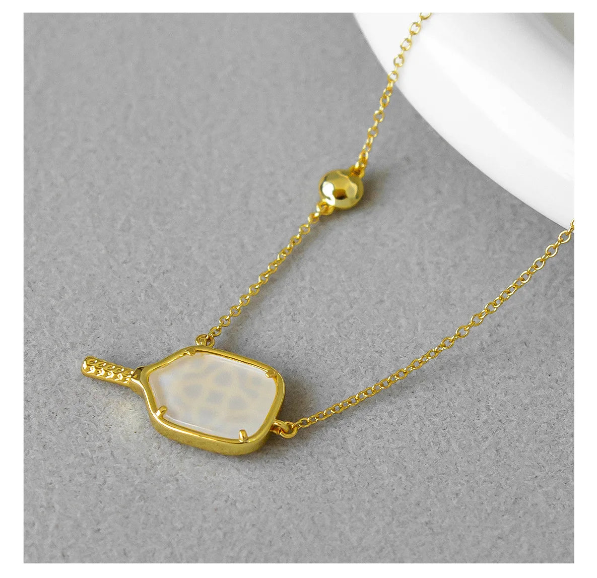 Pickleball Silver Short Pendant Necklace in Ivory Mother-of-Pearl Kendra Scott